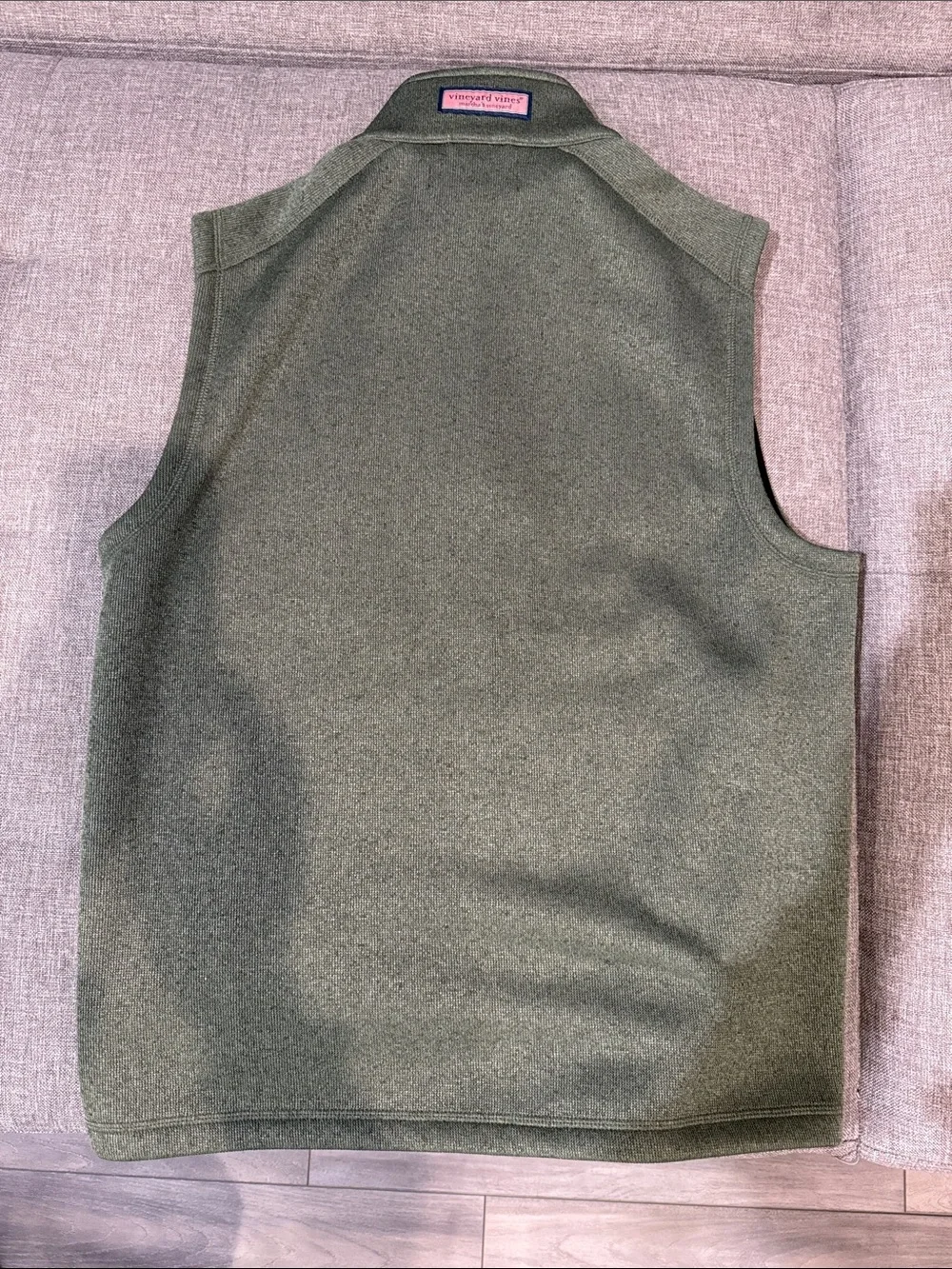 Vineyard Vines Olive Green Zip-Front Lightweight Vest